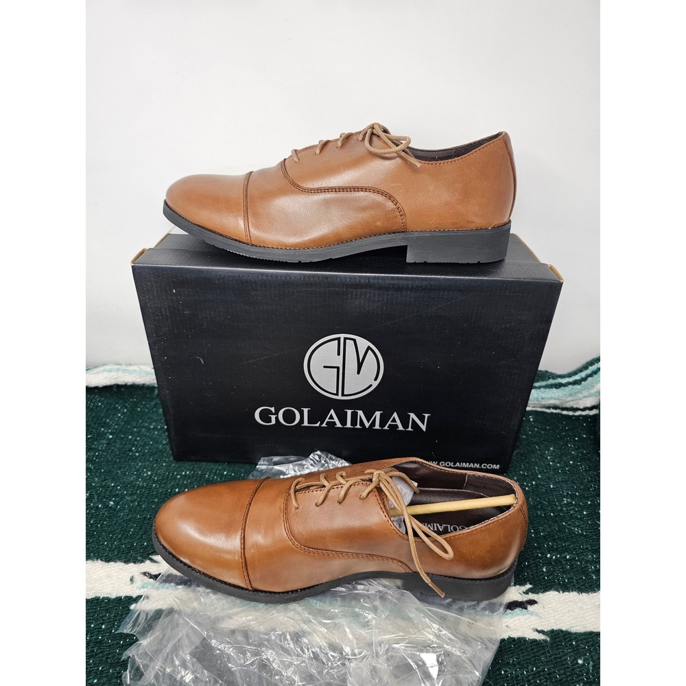 Golaiman Emmett Mens Brown Cap Toe Oxford Dress Shoes Size 10.5 NEW